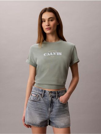 Calvin Klein Jeans Calvin Klein Womens Bold Logo Graphic Classic T-Shirt - Medium Green - XL