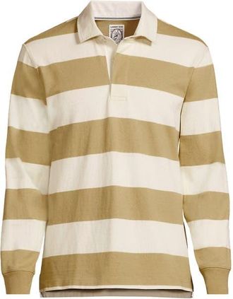 Lands End Long Sleeve Rugby Shirt in Golden Maple Stripe at Nordstrom, Size X-Large