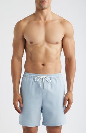 Nordstrom 7-Inch Seersucker Swim Trunks in Blue Celestial at Nordstrom, Size Xx-Large