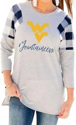 Gameday Couture West Virginia University Get In Check Tunic In Grey/navy