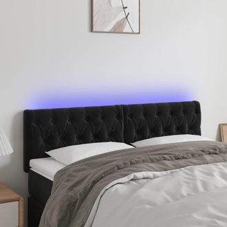 vidaXL Cabecero Con Led De Terciopelo Negro 144x7x78/88 Cm Vidaxl