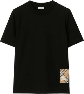Burberry Check EKD Label Cotton T-Shirt, Size X-Small