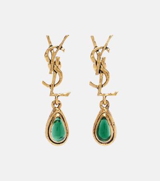 Saint Laurent Cassandre embellished drop earrings
