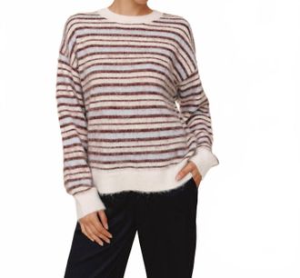 Bella Dahl Striped Crewneck Sweater In Frosty