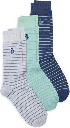 Original Penguin Cecil Stripe 3-Pack Crew Socks in Dark Navy at Nordstrom Rack