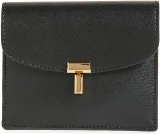 Toteme T-Lock Leather Card Holder in Black at Nordstrom