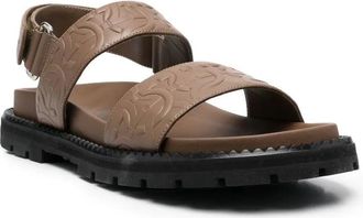Ferragamo Debossed Logo Sandals - Brown