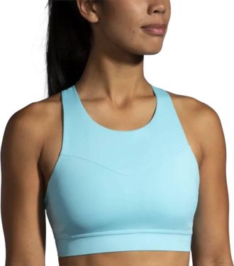 Brooks Drive 3 Pocket Run Sports Bra In Vivid Teal