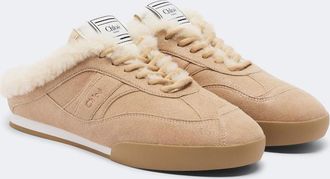 Chlo&eacute; Chlo&eacute; Chlo&eacute; Kick shearling-trimmed suede mules