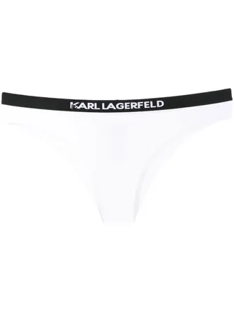 Karl Lagerfeld logo-waisted bikini brief - women - Polyamide/Spandex/Elastane/Polyester/Spandex/Elastane - L - White
