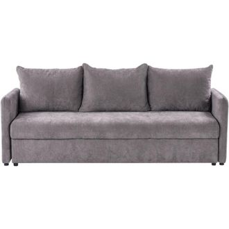 Beliani Modern 3 Seater Sofa Bed Fabric Upholstery Track Arms Cushions Taupe Holsen