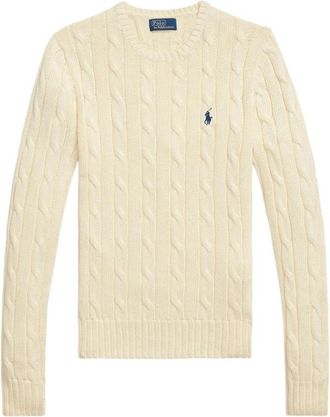 Polo Ralph Lauren Pullover met kabelsteek en ronde hals - Dames - Ronde hals truien - Beige - L - Nylon - Truien & Vesten