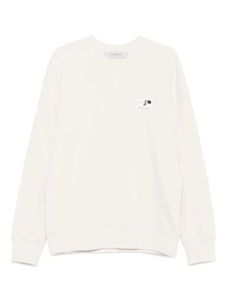 Golden Goose Felpa Girocollo In Cotone Con Stampa Sul Retro-Uomo