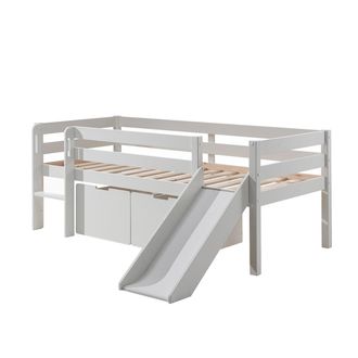 Vipack Vipack - Cama De Media Altura 90x200 Con Tobog&aacute;n, Somier Y Cajones Pino Blanco