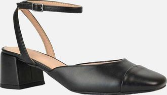 XY London Womens XY London Womens/Ladies Mavis Ankle Strap Medium Block Heel Court Shoes - Black - Size: 4