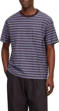 Nn.07 Lionel Striped Organic Cotton T-Shirt in Blue Stripe at Nordstrom, Size Xx-Large