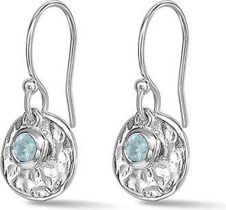 Dower & Hall Hammered Disc & Aquamarine Array Earrings