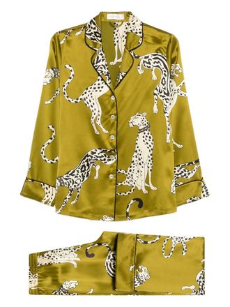 Olivia Von Halle Pigiama Lila Chanson con stampa (2 pezzi) - Verde