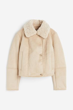H&M Jacke mit Teddyfutter - Hellbeige