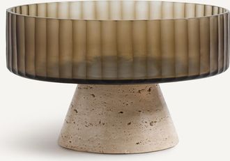 AM.PM Schaal op voet in glas en travertijn, Trapani