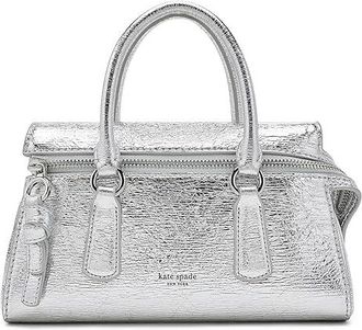Kate Spade New York Bond Crinkle Metallic Leather Mini Bag Cross Body Womens Handbags Silver