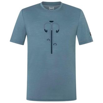 super.natural Vintage Bike Tee Merinoshirt f&uuml;r Herren | grau/t&uuml;rkis