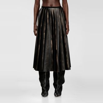 Diesel Distressed pleated midi skirt - Skirts - Woman - Multicolor