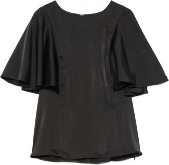 Michael Kors Satin Cape Sleeve Blouse - Dames - Blouses - Zwart - S - Polyester - Overhemden