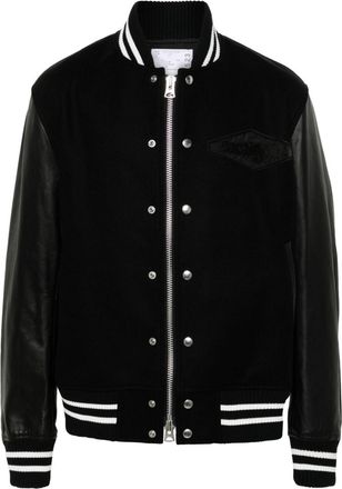 sacai Gonz bomber jacket - men - Polyester/Calf Leather/Wool/Polyurethane/Cotton/Rayon/Nylon/Cupro - 4 - Black