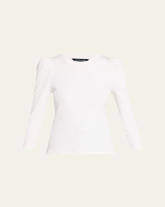 Veronica Beard Britney Puff-Sleeve Cotton Top