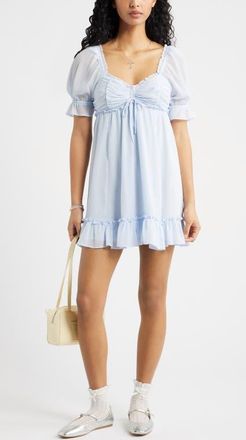 BP. Chiffon Babydoll Minidress in Blue Bird at Nordstrom, Size Xx-Small