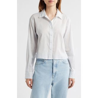 Frame Denim Stripe Cotton & Silk Button-Up Shirt in Light Chambray Multi at Nordstrom, Size Small