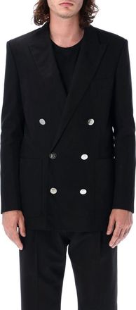 Balmain Black Peaked Lapel Blazer