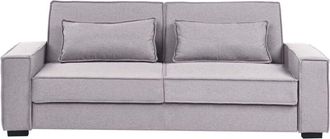 Beliani Sofa Bed Grey Fabric Upholstery Wooden Legs 3 Seater with Cushions Click-Clack Sleeping Mechanism Living Room Bedroom AROLE