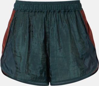 Saint Laurent Colorblocked taffeta shorts