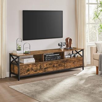 Vasagle Extra Large TV Stand Cabinet 3 Drawers 3 Open Shelves Steel in Brown