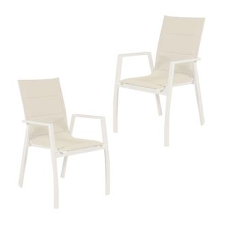 ED&Egrave;N JARD&Iacute; Pack 2 sillones de jard&iacute;n acolchado blanco envejecido