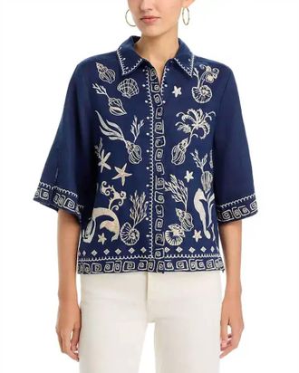 Johnny Was Womens Meri Kimono Sleeve Shirt In Blue Night