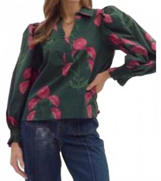 Entro Midnight Garden Blouse In Green