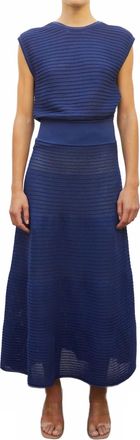 Molli Ephemere Long Knit Dress In Bleu Faience