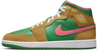 Nike Air Jordan 1 Mid SE Mens Trainers Shoes DX4332 (Chutney/Celestial Gold-Lucky Green 700) (Chutney/Celestial Gold-Lucky Green, UK Footwear Size System, 