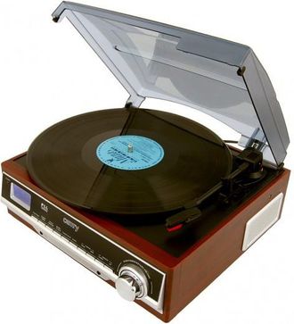 Fabrilamp Camry Cr 1113 Tocadiscos De Vinilo Vintage, Altavoces Incorporados, Velocidades 33 45 78 Rpm, Radio Am-fm, Pantalla Lcd Marr&oacute;n - Marr&oacute;n