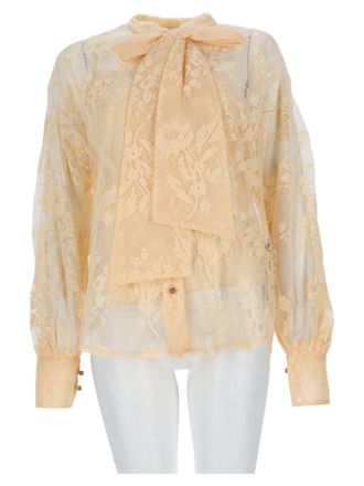 Zimmermann Puff Sleeve Floral Lace Cotton-Blend Blouse