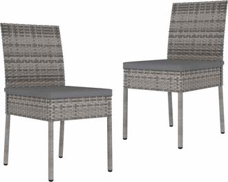vidaXL Vidaxl - Sillas De Comedor De Jard&iacute;n 2 Unidades Rat&aacute;n Sint&eacute;tico Gris