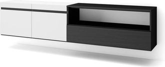 Skraut Home Skraut Home - Mueble Tv, Televisi&oacute;n, Muebles De Sal&oacute;n, Almacenaje, 200x45x35cm, Para Tv Hasta 80, Colgado, Suspendido, Estilo Moderno, Blanco Y Negro