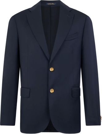 Brooks Brothers Blazer in lana vergine con revers a scialle - Blu