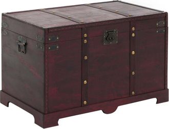 Hhg [nunca Usado] Cofre Madera Cofre Madera Cofre Del Tesoro Valla Aspecto Antiguo 49x77x47cm, Angular