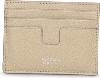 Tom Ford Leren Kaarthouder - Heren - Portefeuilles - Beige - ONE Size - Leer - Accessoires