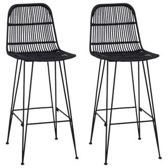 vidaXL Taburete De Bar 2 Pcs Negro 44 X 55 X 109 Cm Rat&aacute;n Y Acero Vidaxl