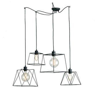 Luce-Ambiente-Design Luz de techo de metal negro con quatro luces